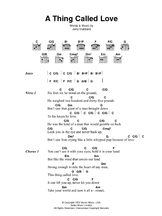 Johnny Cash A Thing Called Love sheet music notes and chords arranged for Guitar Chords/Lyrics