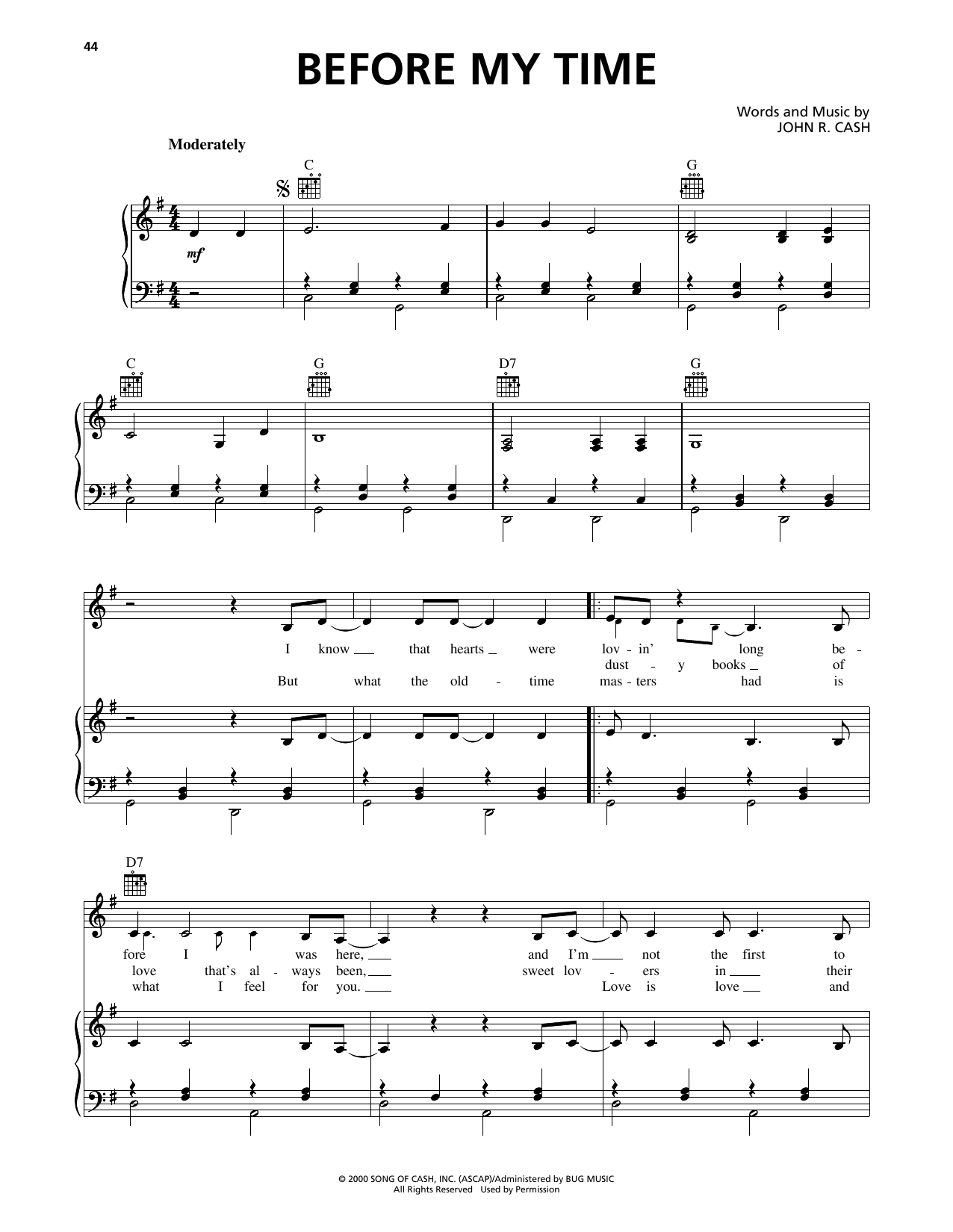 Johnny Cash Before My Time sheet music notes and chords arranged for Piano, Vocal & Guitar Chords (Right-Hand Melody)