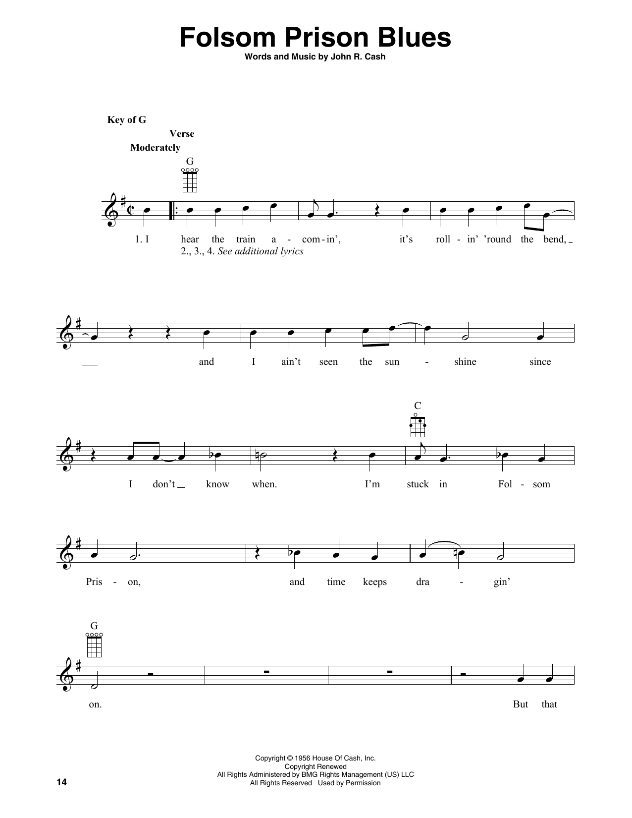 Johnny Cash Folsom Prison Blues (arr. Fred Sokolow) sheet music notes and chords arranged for Banjo Tab