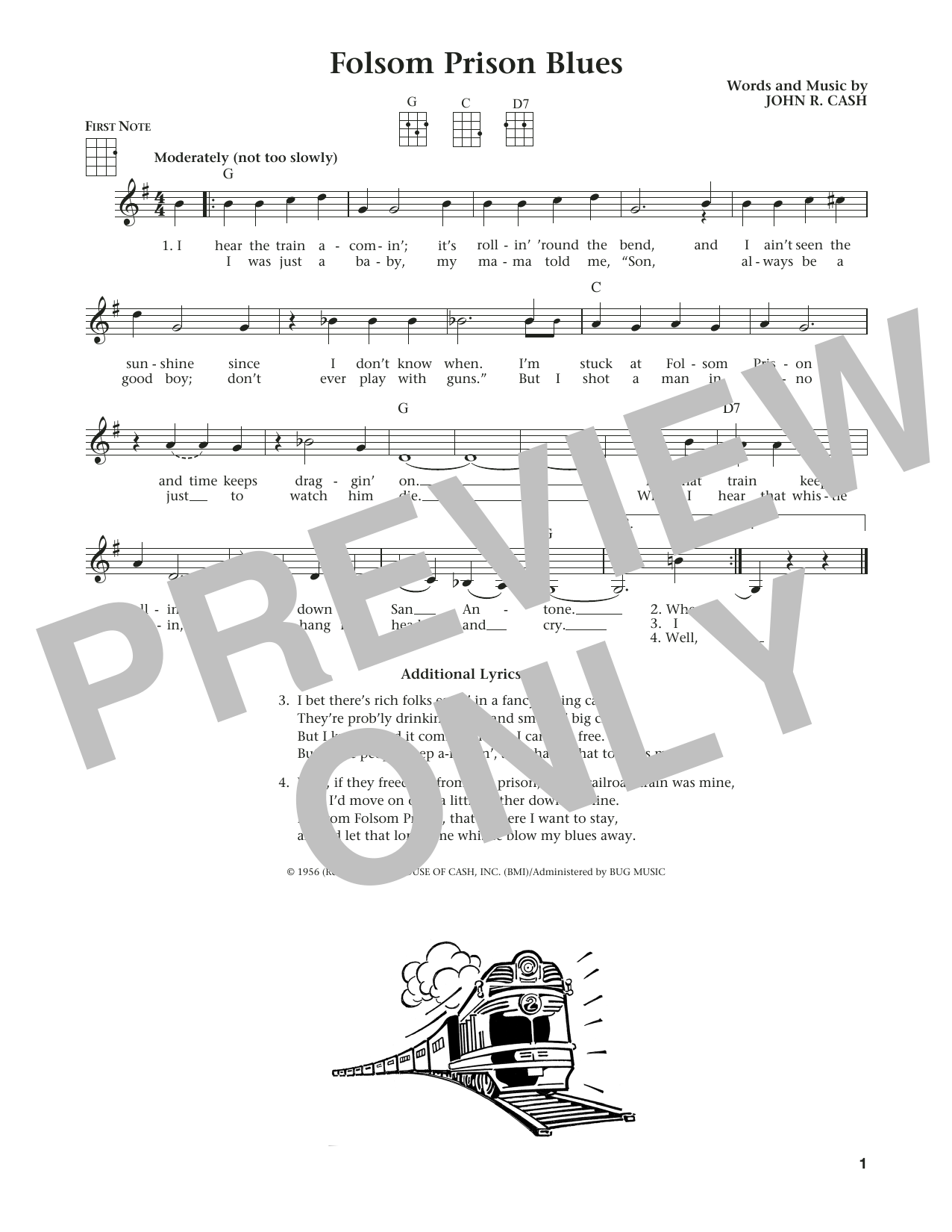 Johnny Cash Folsom Prison Blues (from The Daily Ukulele) (arr. Liz and Jim Beloff) sheet music notes and chords arranged for Ukulele