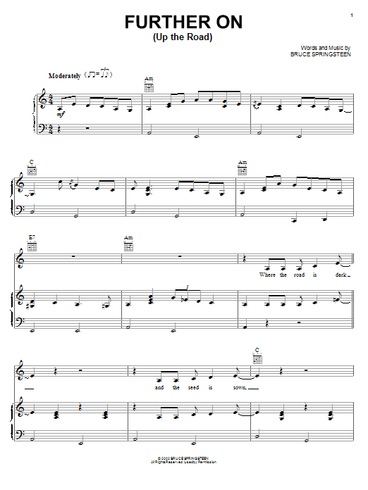 Johnny Cash Further On (Up The Road) sheet music notes and chords arranged for Piano, Vocal & Guitar Chords (Right-Hand Melody)