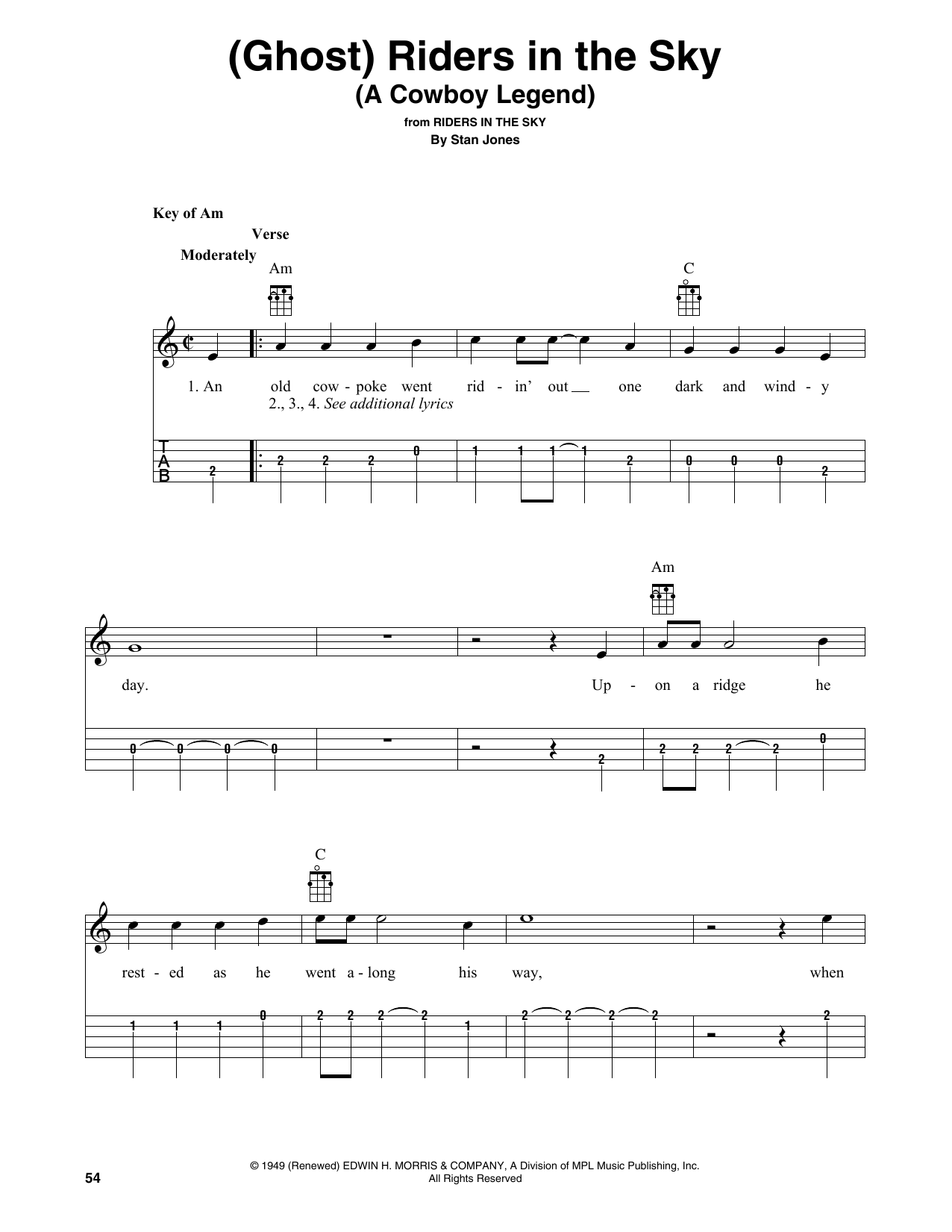 Johnny Cash (Ghost) Riders In The Sky (A Cowboy Legend) (arr. Fred Sokolow) sheet music notes and chords arranged for Banjo Tab