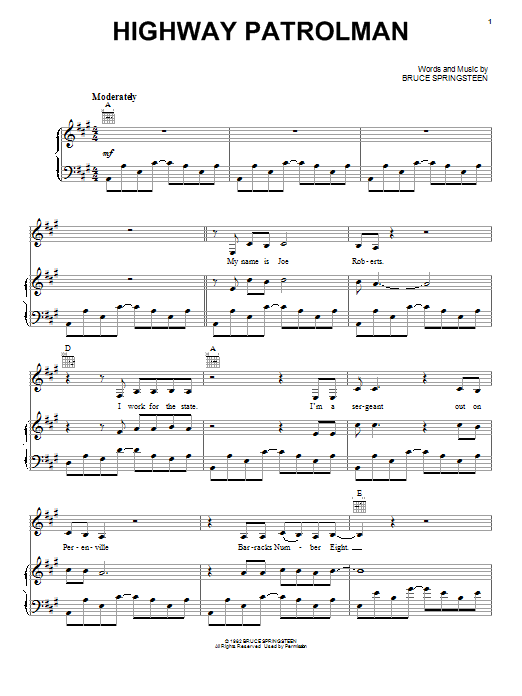 Johnny Cash Highway Patrolman sheet music notes and chords arranged for Piano, Vocal & Guitar Chords (Right-Hand Melody)