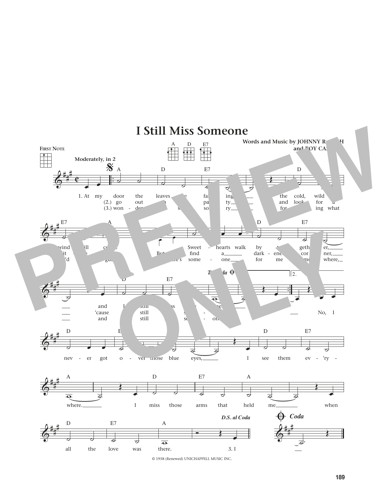 Johnny Cash I Still Miss Someone (from The Daily Ukulele) (arr. Jim Beloff) sheet music notes and chords arranged for Ukulele
