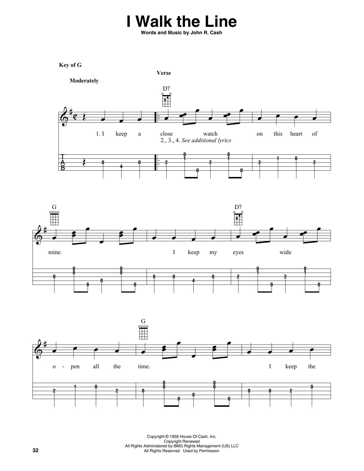 Johnny Cash I Walk The Line (arr. Fred Sokolow) sheet music notes and chords arranged for Banjo Tab