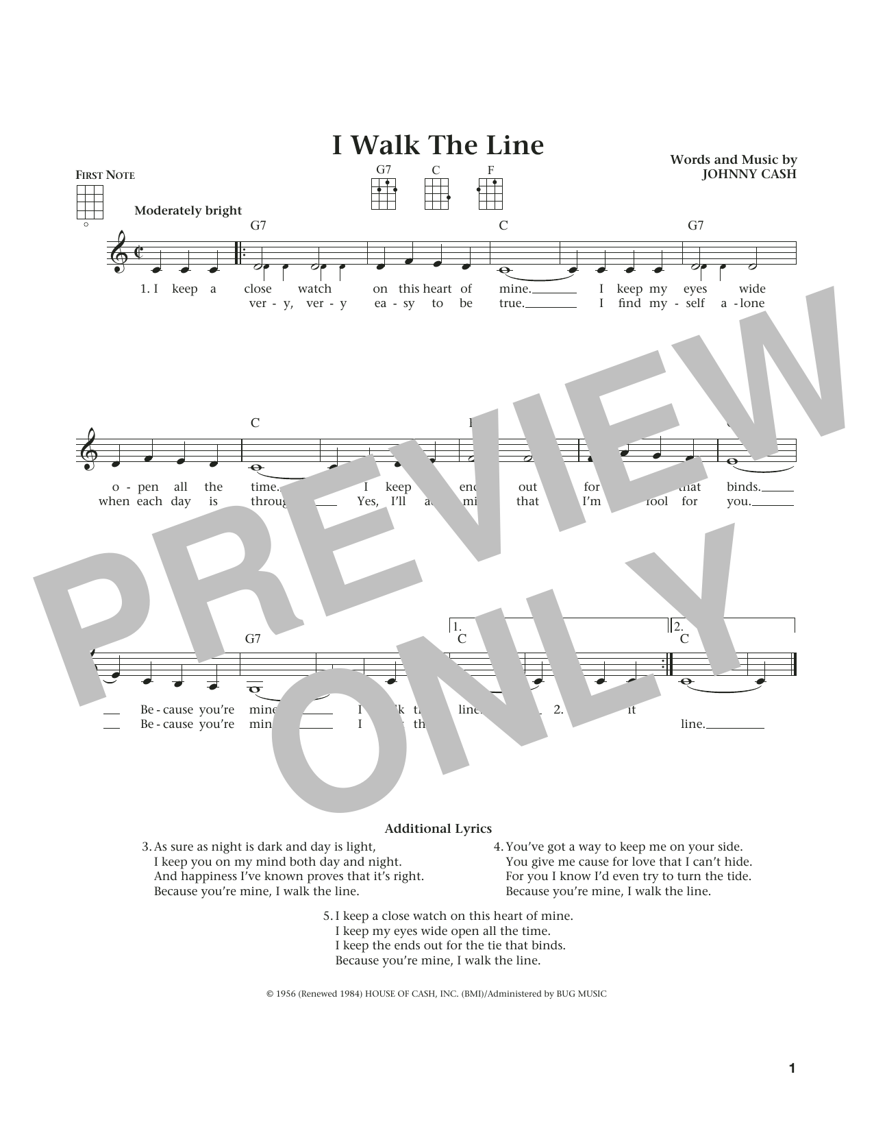Johnny Cash I Walk The Line (from The Daily Ukulele) (arr. Liz and Jim Beloff) sheet music notes and chords arranged for Ukulele