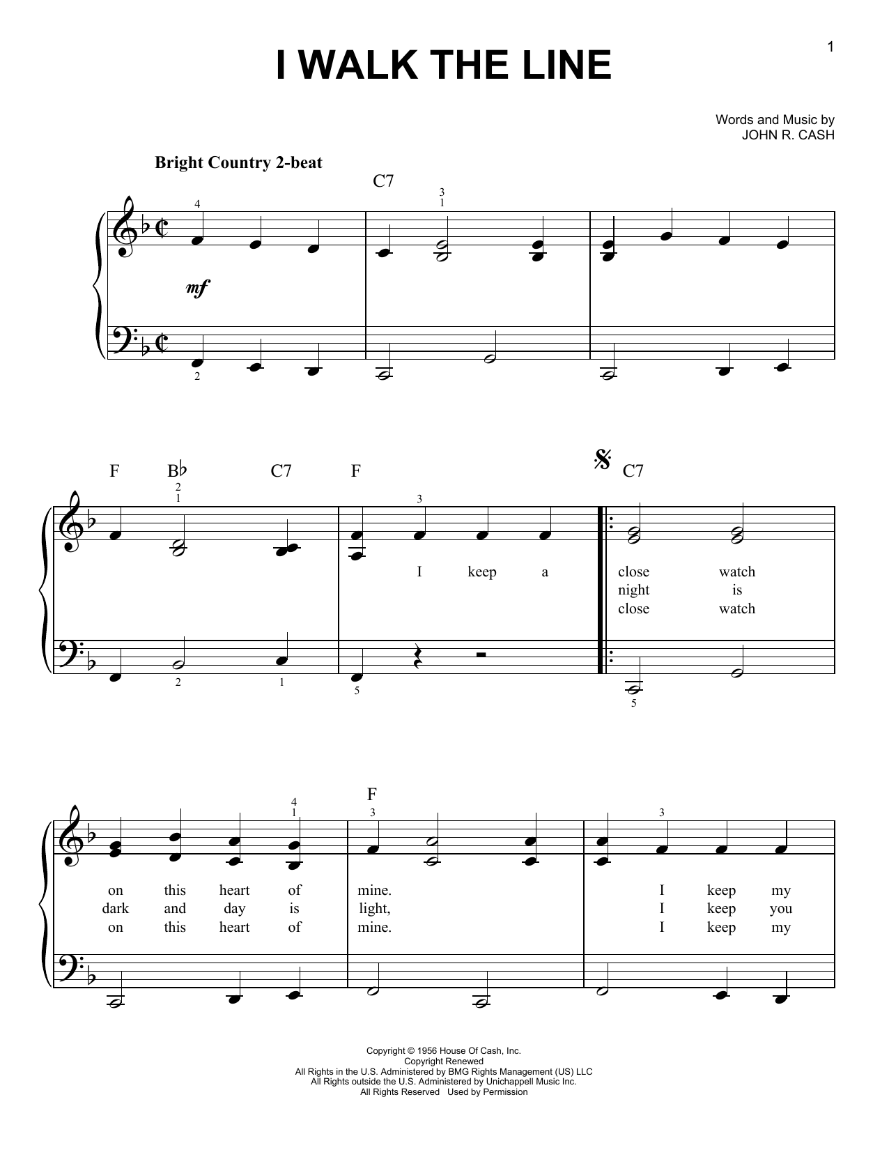 Johnny Cash I Walk The Line sheet music notes and chords arranged for Lead Sheet / Fake Book