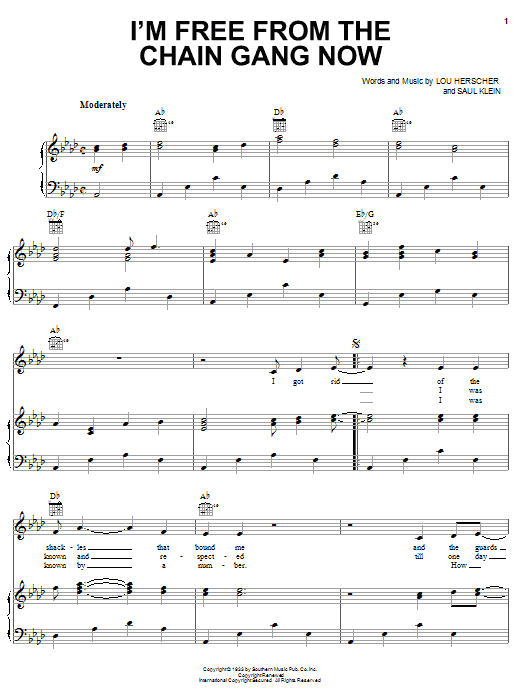 Johnny Cash I'm Free From The Chain Gang Now sheet music notes and chords arranged for Guitar Chords/Lyrics