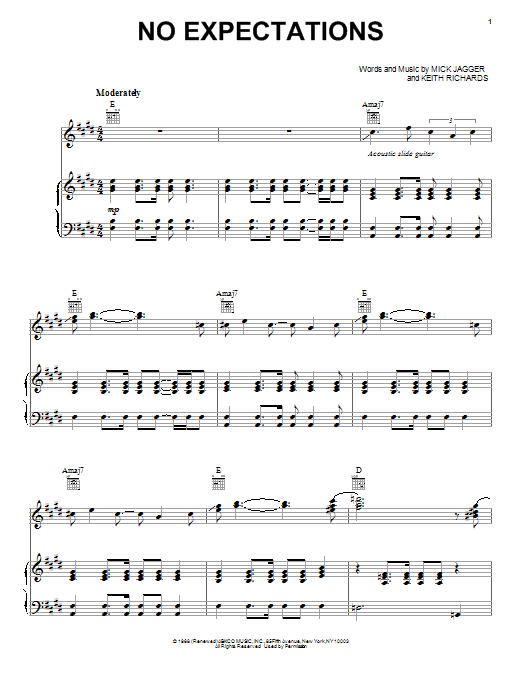 Johnny Cash No Expectations sheet music notes and chords arranged for Piano, Vocal & Guitar Chords (Right-Hand Melody)