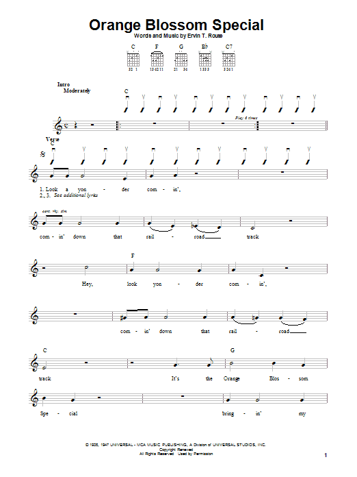 Johnny Cash Orange Blossom Special sheet music notes and chords arranged for Ukulele