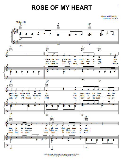 Johnny Cash Rose Of My Heart sheet music notes and chords arranged for Piano, Vocal & Guitar Chords (Right-Hand Melody)