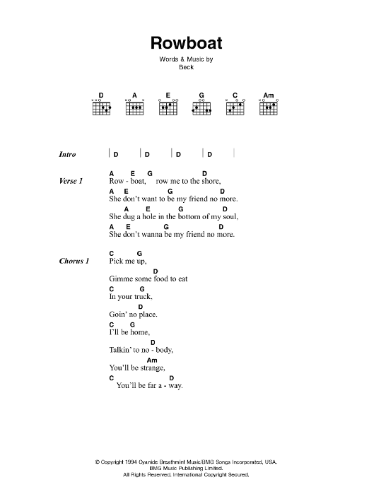 Johnny Cash Rowboat sheet music notes and chords arranged for Guitar Chords/Lyrics