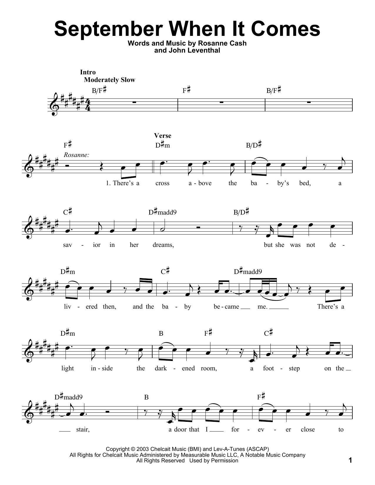 Johnny Cash September When It Comes sheet music notes and chords arranged for Pro Vocal