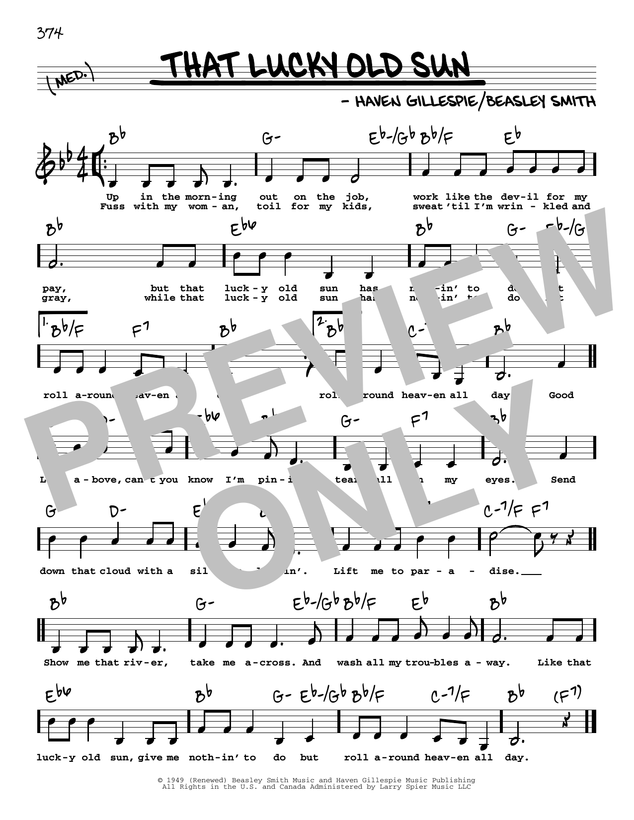 Johnny Cash That Lucky Old Sun (Low Voice) sheet music notes and chords arranged for Real Book – Melody, Lyrics & Chords