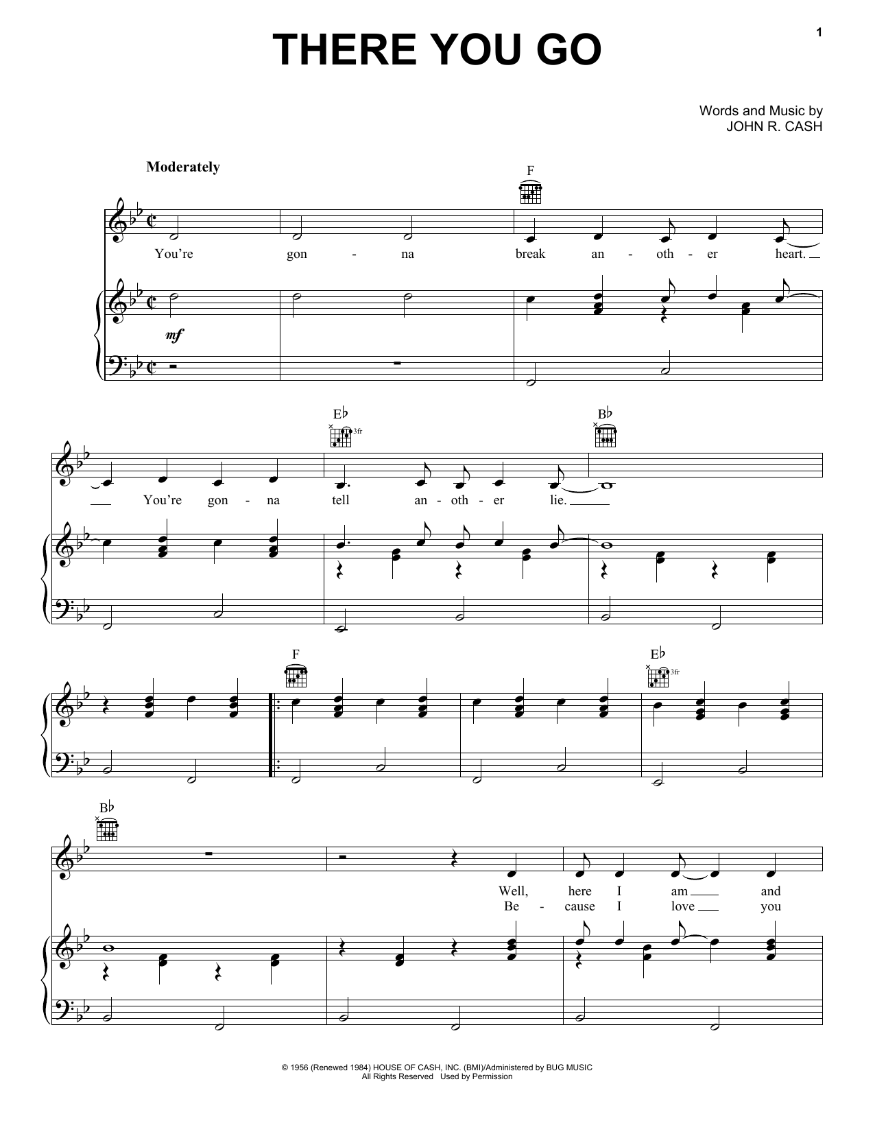 Johnny Cash There You Go sheet music notes and chords arranged for Ukulele