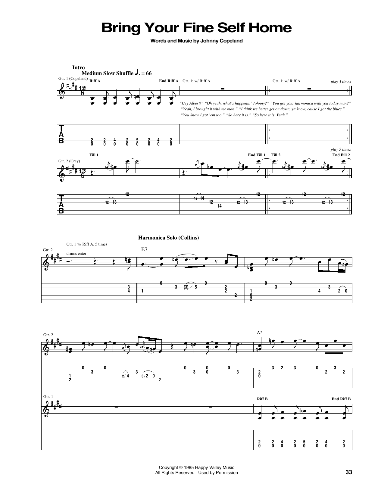Johnny Copeland Bring Your Fine Self Home sheet music notes and chords arranged for Guitar Tab