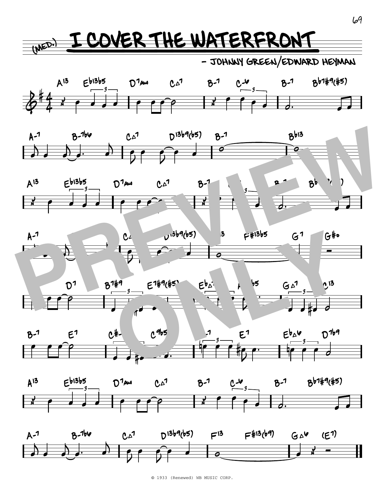 Johnny Green I Cover The Waterfront (arr. David Hazeltine) sheet music notes and chords arranged for Real Book – Enhanced Chords