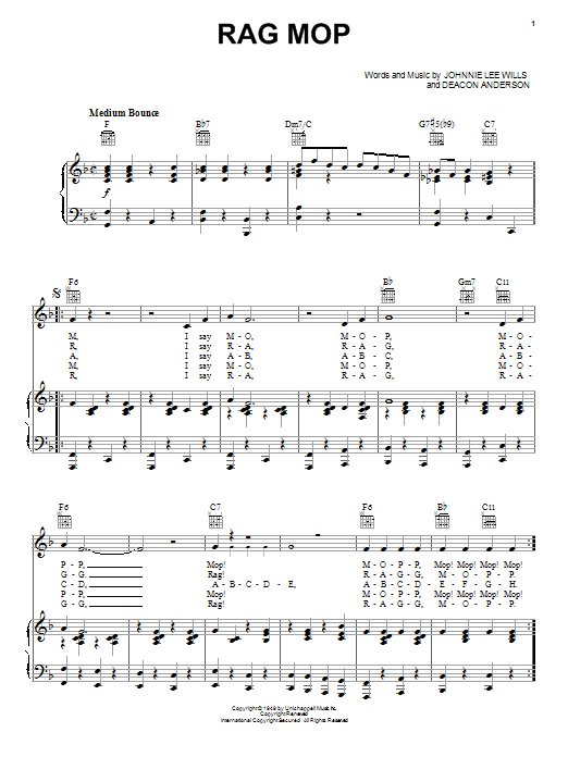 Johnny Lee Wills Rag Mop sheet music notes and chords arranged for Piano, Vocal & Guitar Chords (Right-Hand Melody)