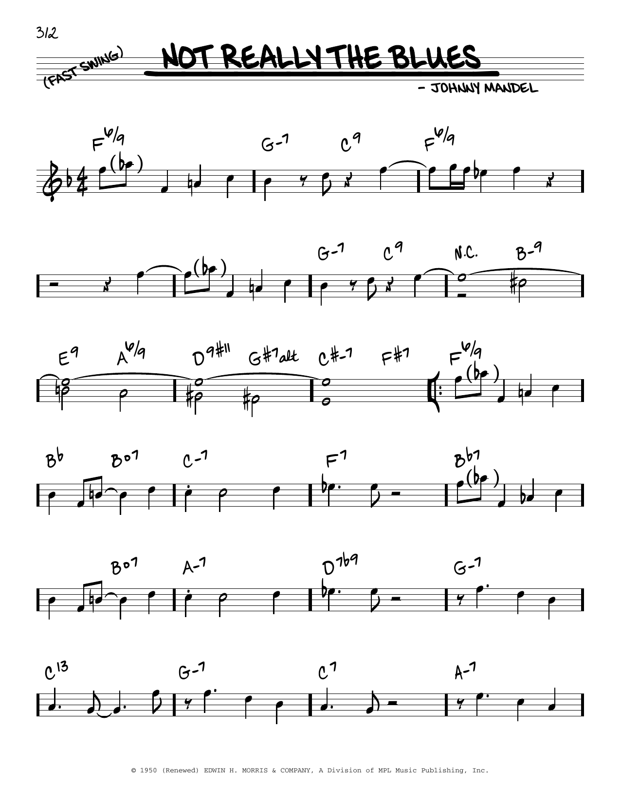 Johnny Mandel Not Really The Blues sheet music notes and chords arranged for Real Book – Melody & Chords