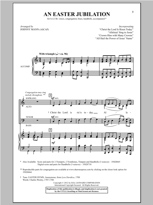 Johnny Mann All Hail The Power Of Jesus' Name sheet music notes and chords arranged for SATB Choir