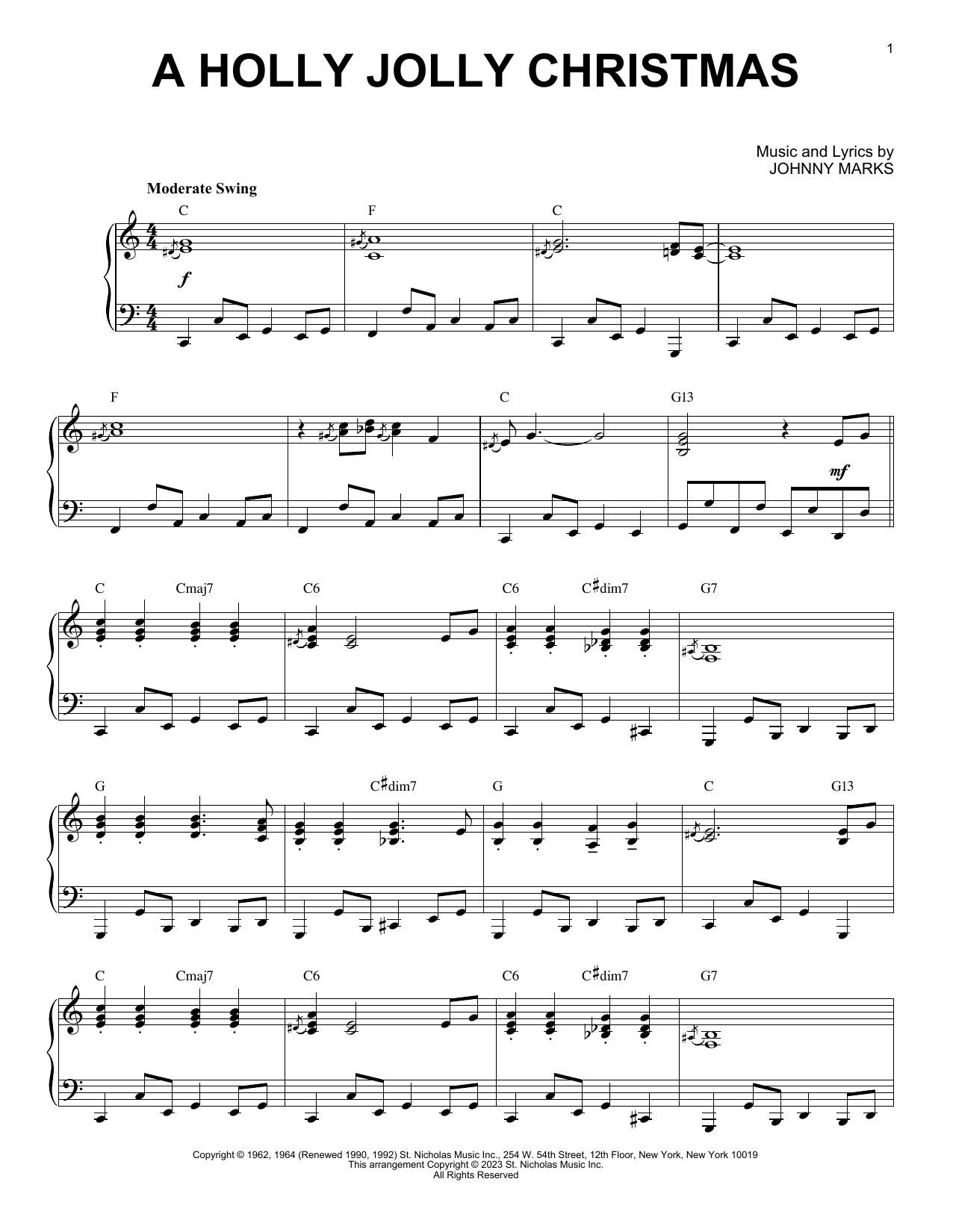 Johnny Marks A Holly Jolly Christmas [Boogie Woogie version] (arr. Brent Edstrom) sheet music notes and chords arranged for Piano Solo