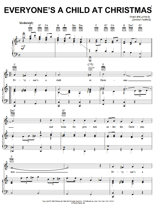 Johnny Marks Everyone's A Child At Christmas sheet music notes and chords arranged for Lead Sheet / Fake Book