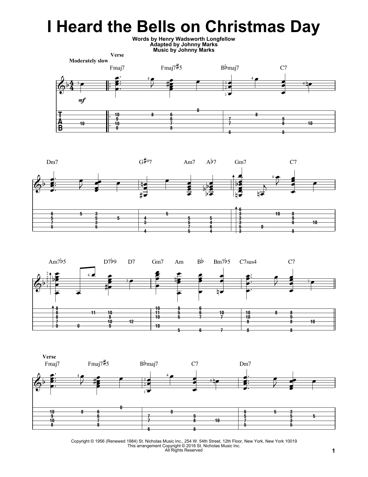 Johnny Marks I Heard The Bells On Christmas Day sheet music notes and chords arranged for French Horn Solo