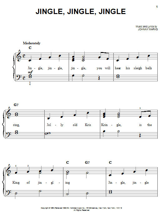 Johnny Marks Jingle, Jingle, Jingle sheet music notes and chords arranged for French Horn Solo