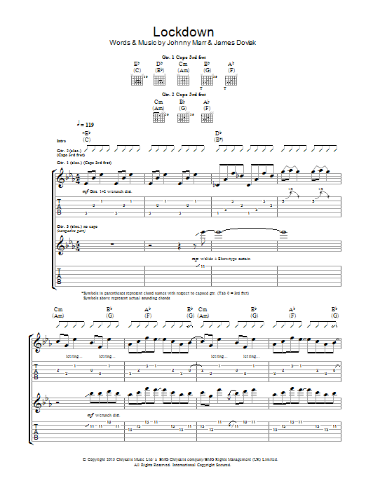Johnny Marr Lockdown sheet music notes and chords arranged for Choir