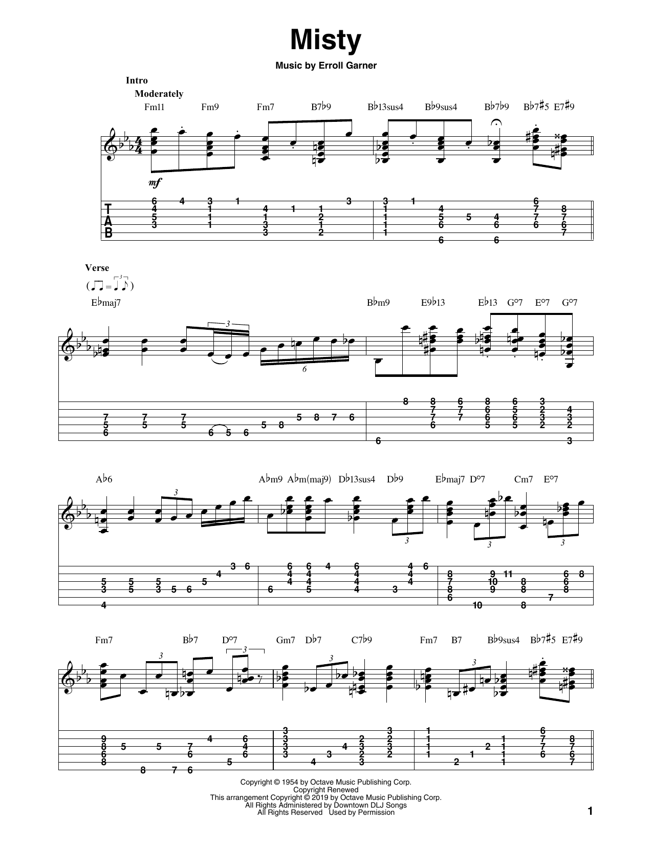 Johnny Mathis Misty (arr. Bill LaFleur) sheet music notes and chords arranged for Solo Guitar