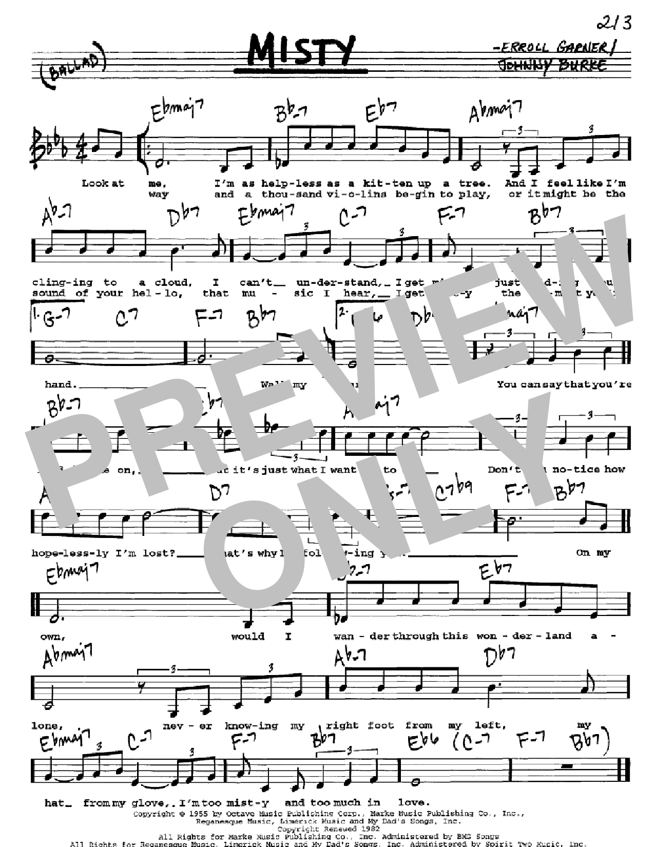 Johnny Mathis Misty sheet music notes and chords arranged for Pro Vocal