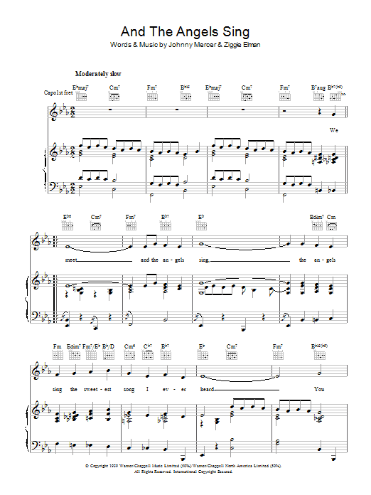 Johnny Mercer And The Angels Sing sheet music notes and chords arranged for Piano, Vocal & Guitar Chords