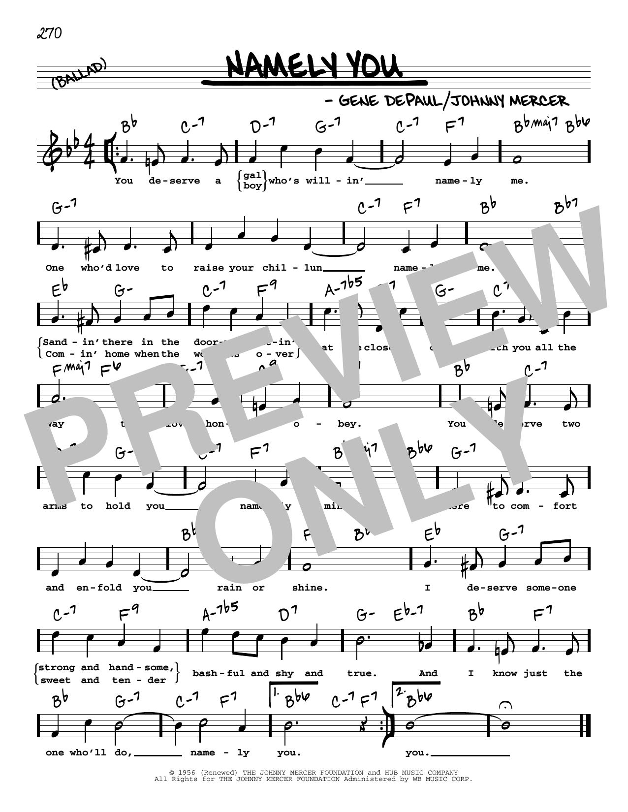 Johnny Mercer Namely You (High Voice) sheet music notes and chords arranged for Real Book – Melody, Lyrics & Chords