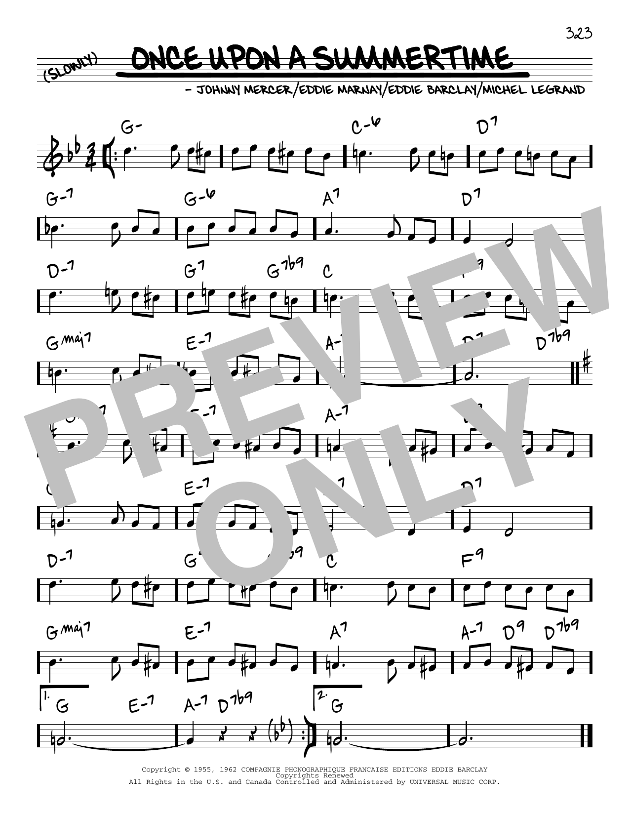 Johnny Mercer Once Upon A Summertime sheet music notes and chords arranged for Real Book – Melody & Chords