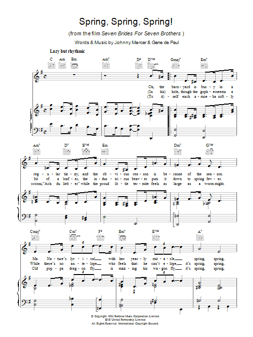 Johnny Mercer Spring, Spring, Spring! sheet music notes and chords arranged for Piano, Vocal & Guitar Chords