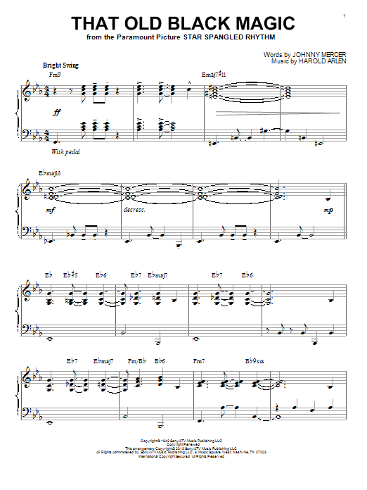 Johnny Mercer That Old Black Magic [Jazz version] (arr. Brent Edstrom) sheet music notes and chords arranged for Piano Solo