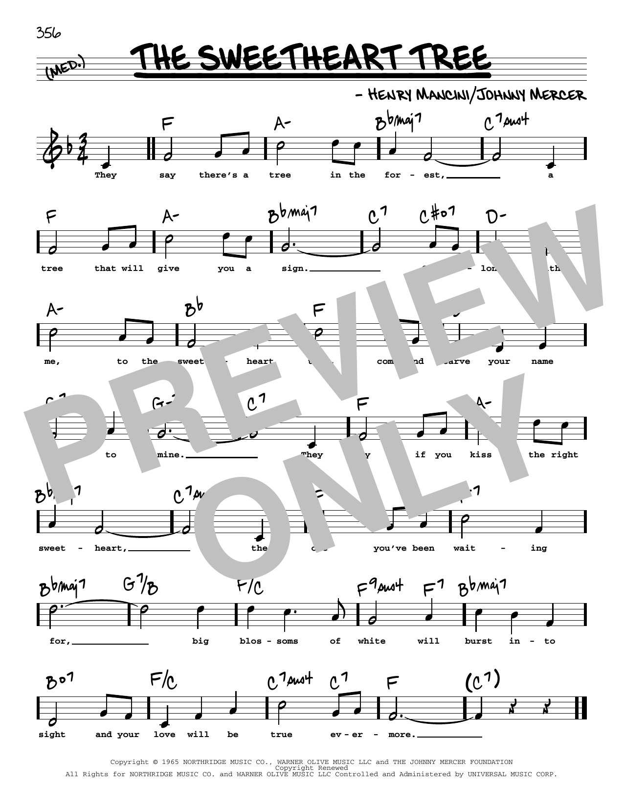Johnny Mercer The Sweetheart Tree (High Voice) sheet music notes and chords arranged for Real Book – Melody, Lyrics & Chords