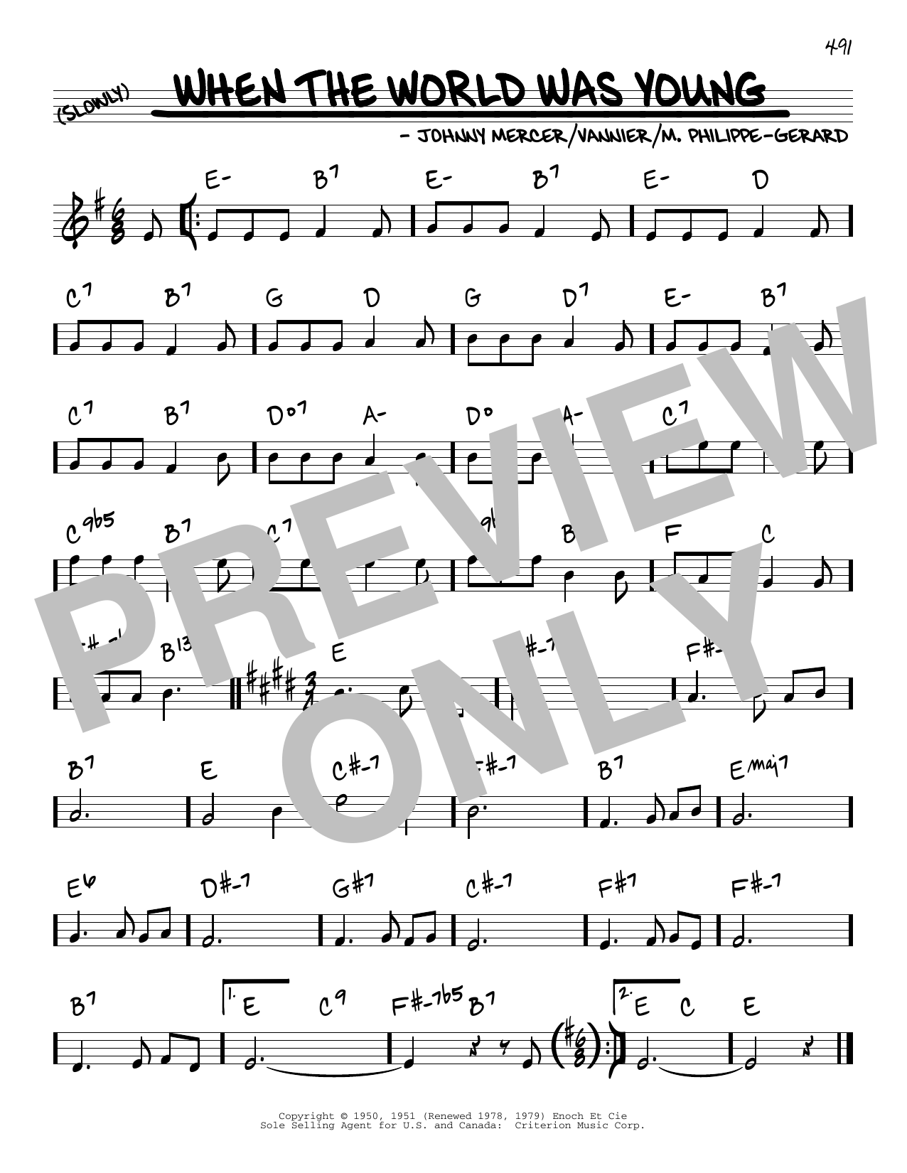 Johnny Mercer When The World Was Young sheet music notes and chords arranged for Real Book – Melody & Chords