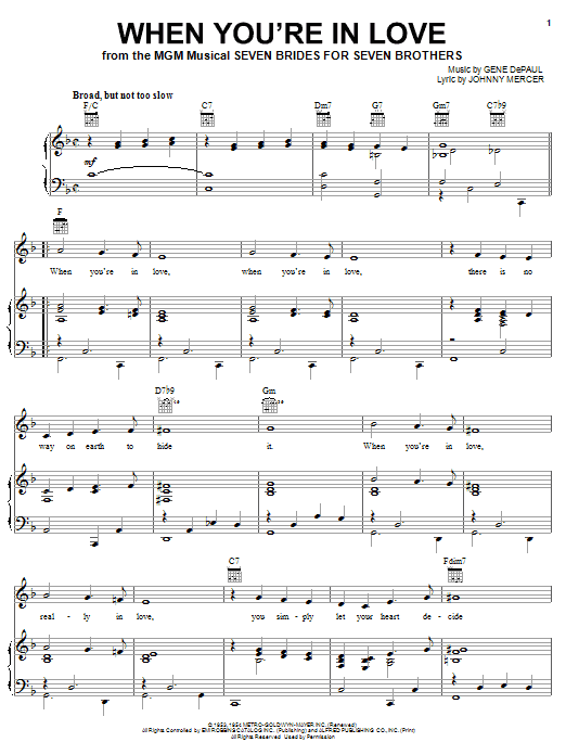 Johnny Mercer When You're In Love sheet music notes and chords arranged for Real Book – Melody & Chords