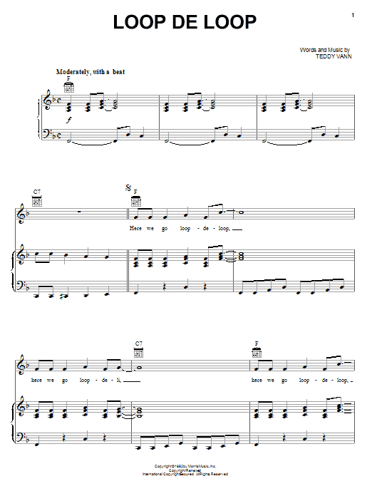 Johnny Thunder Loop De Loop sheet music notes and chords arranged for Piano, Vocal & Guitar Chords (Right-Hand Melody)