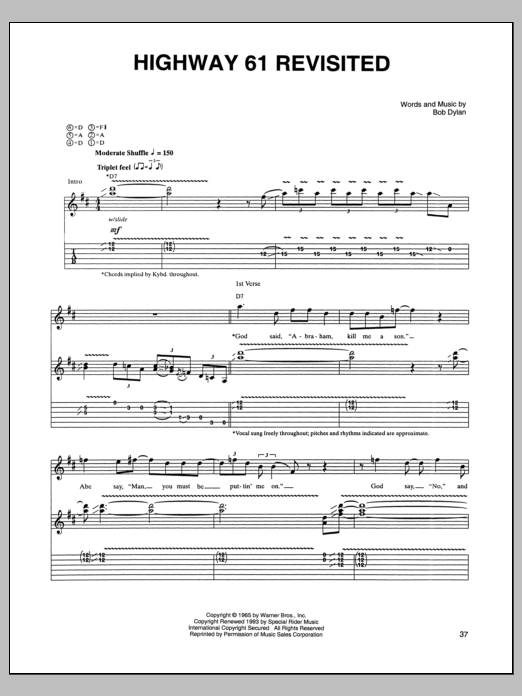 Johnny Winter Highway 61 Revisited sheet music notes and chords arranged for Guitar Tab