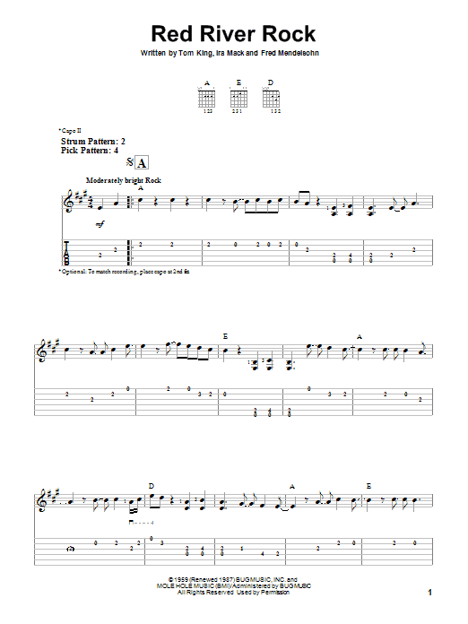 Johnny & The Hurricanes Red River Rock sheet music notes and chords. Download Printable PDF.