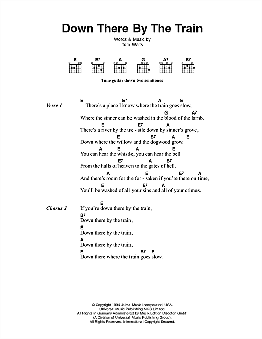Johnny Cash Down There By The Train sheet music notes and chords arranged for Guitar Chords/Lyrics