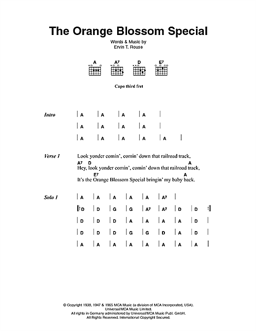 Johnny Cash The Orange Blossom Special sheet music notes and chords arranged for Guitar Chords/Lyrics