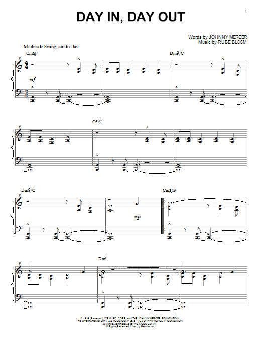 Johnny Mercer Day In, Day Out [Jazz version] (arr. Brent Edstrom) sheet music notes and chords arranged for Piano Solo