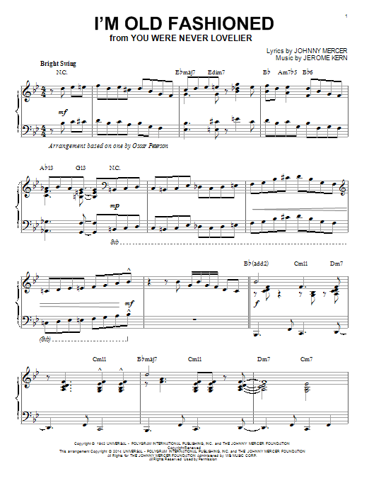 Johnny Mercer I'm Old Fashioned [Jazz version] (arr. Brent Edstrom) sheet music notes and chords arranged for Piano Solo