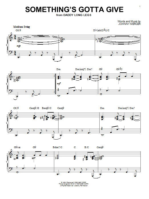 Johnny Mercer Something's Gotta Give [Jazz version] (arr. Brent Edstrom) sheet music notes and chords arranged for Piano Solo