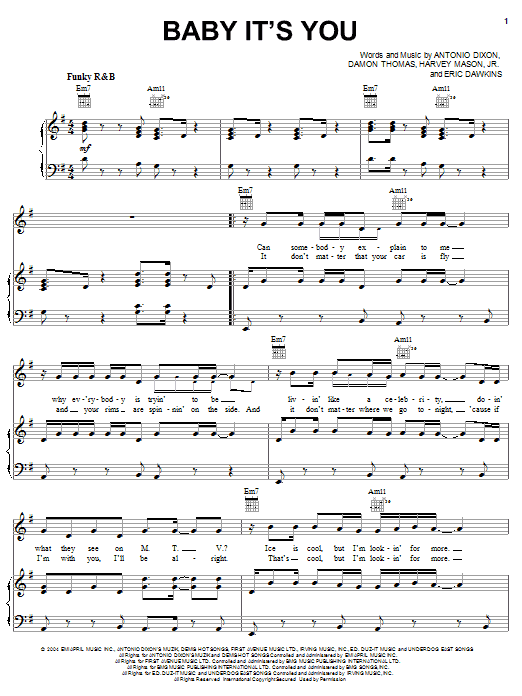JoJo featuring Bow Wow Baby It's You sheet music notes and chords arranged for Piano, Vocal & Guitar Chords (Right-Hand Melody)