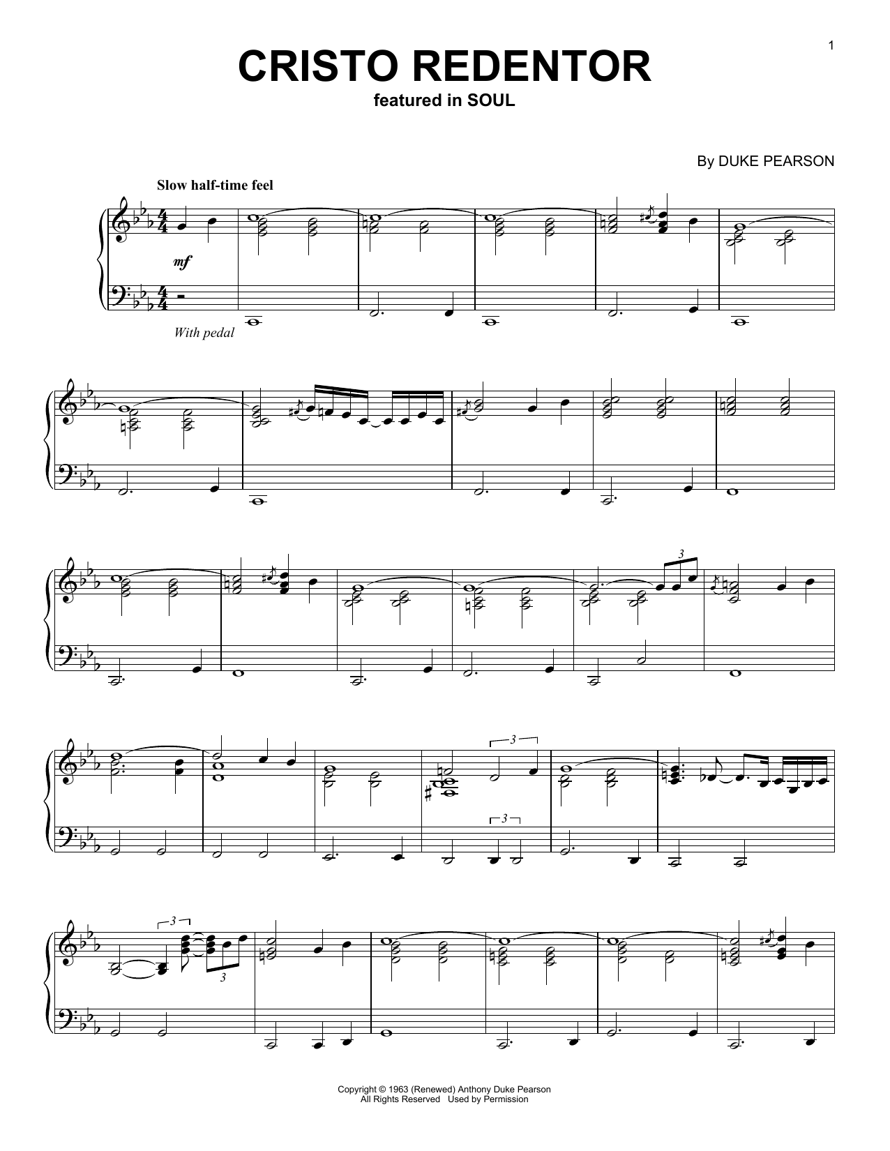 Jon Batiste Cristo Redentor (from Soul) sheet music notes and chords arranged for Piano Solo