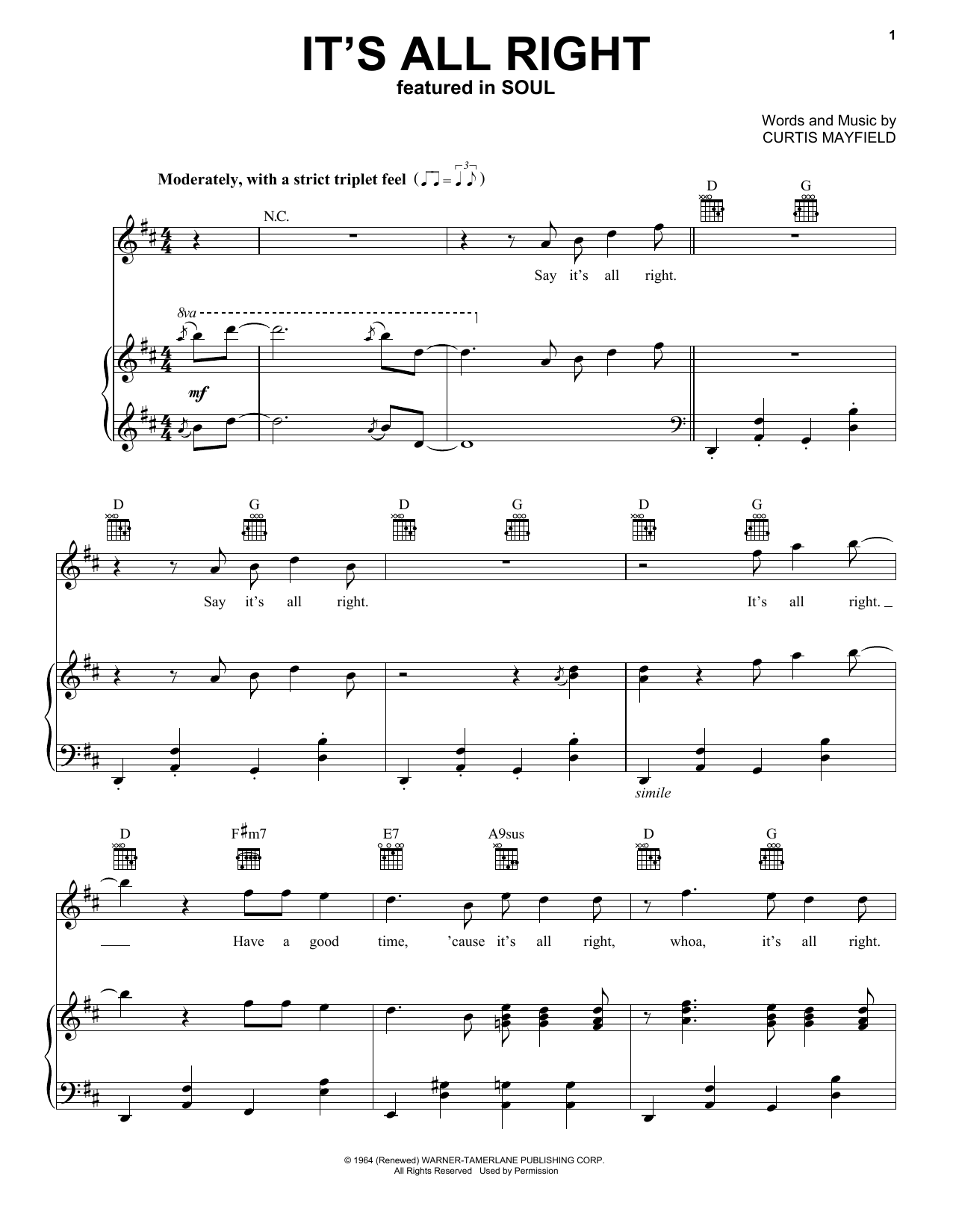 Jon Batiste It's All Right (from Soul) sheet music notes and chords arranged for Big Note Piano